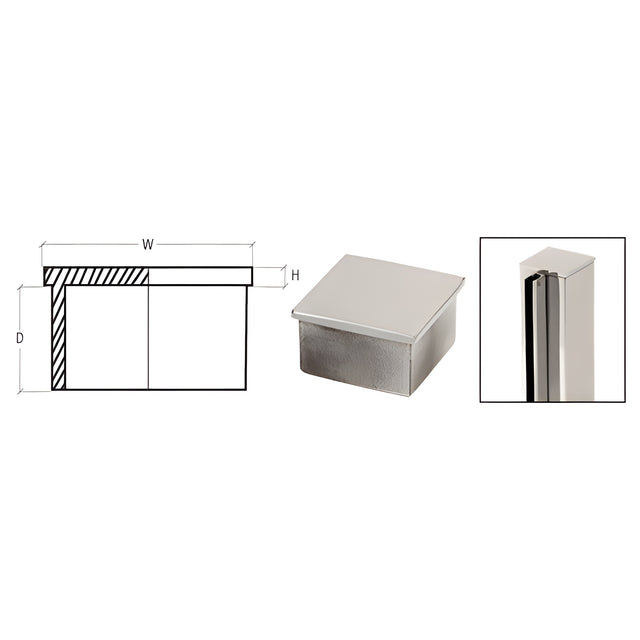 CRL Brushed Stainless 1-1/2" Square Flat End Cap