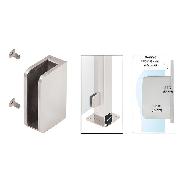 CRL Brushed Stainless 1/4" Closed Bottom Right Hand Flat Base Glass Clip