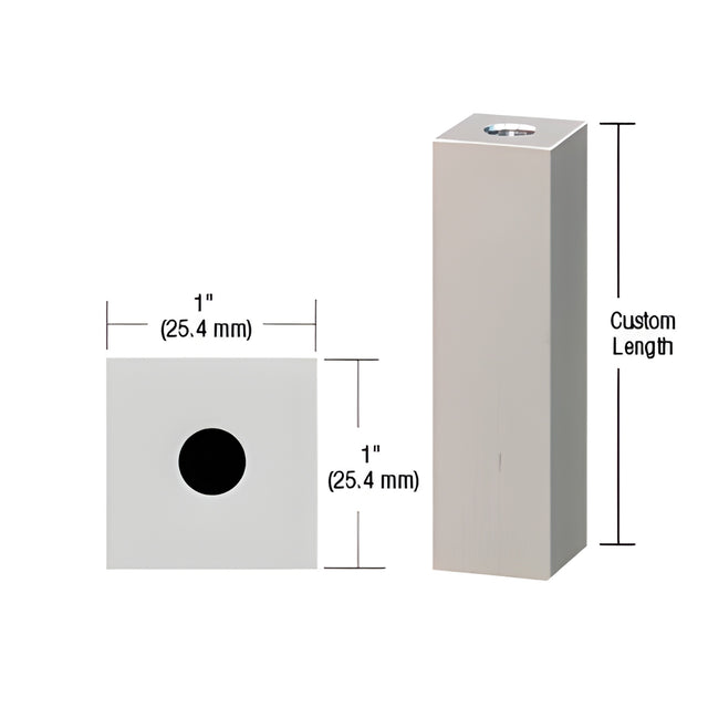 CRL Brushed Stainless 1" Square Standoff Base Custom Length