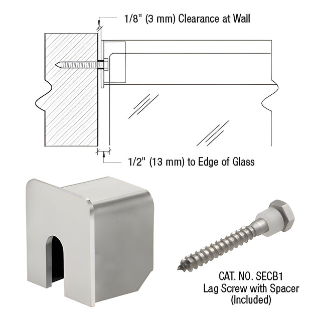 CRL Brushed Stainless 11 Gauge Stabilizing End Cap for 1-1/4" x 1-5/16" Cap Rail