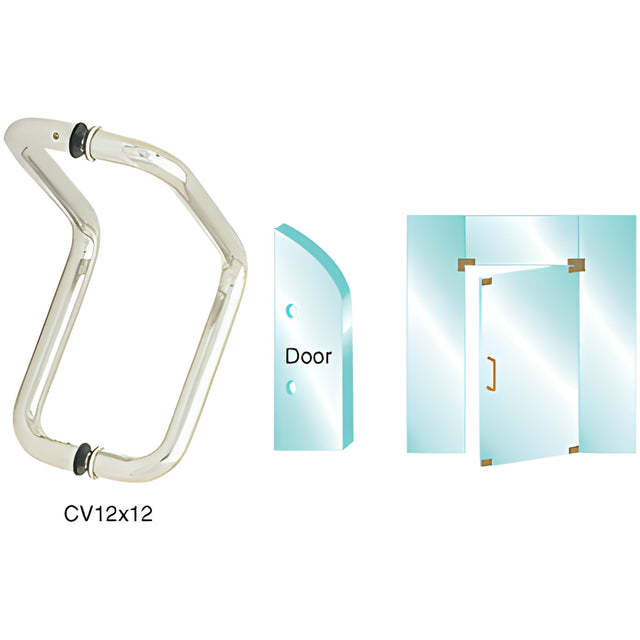 CRL Brushed Stainless 12" Glass Mounted Back-to-Back Elbow Style Pull Handle
