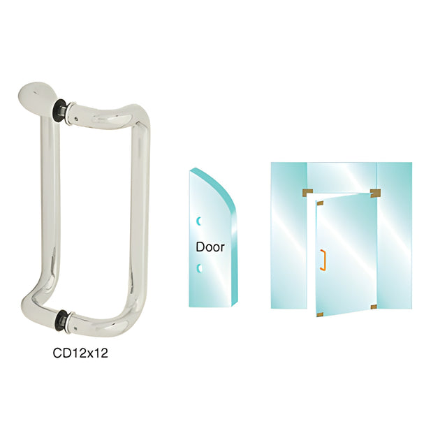 CRL Brushed Stainless 12" Glass Mounted Offset Pull Handle