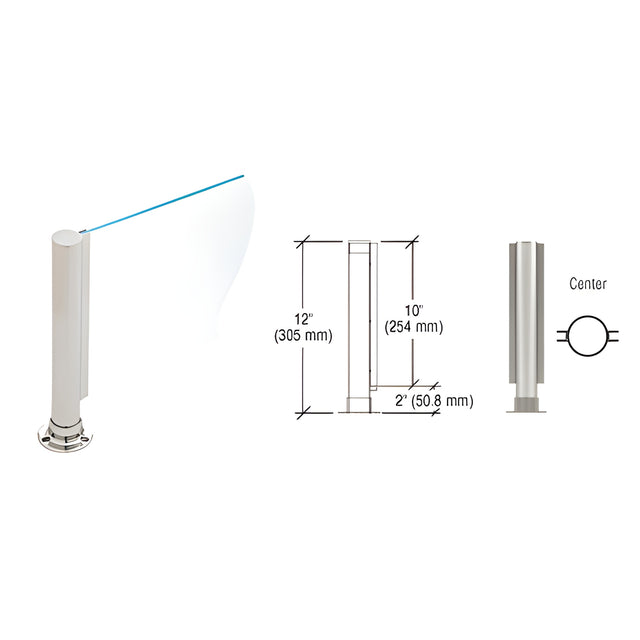 CRL Brushed Stainless 12" Round PP01 Elegant Series Counter/Partition Center Post With Air Space