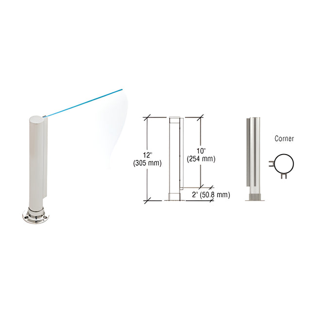 CRL Brushed Stainless 12" Round PP01 Elegant Series Counter/Partition Corner Post With Air Space
