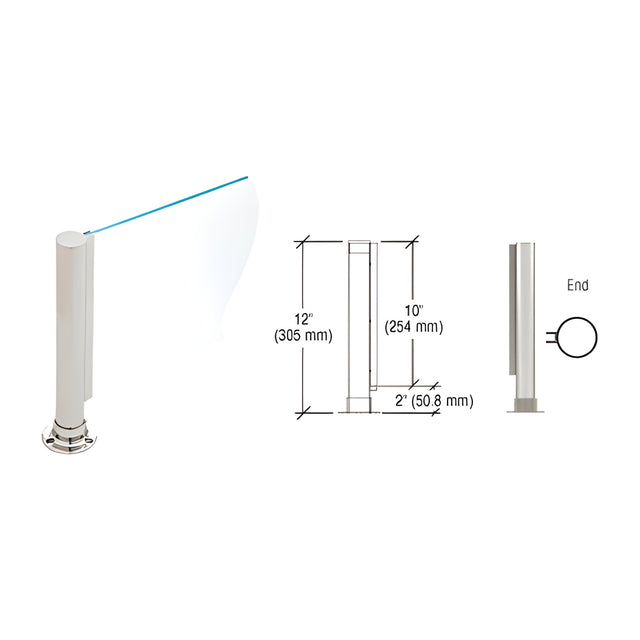 CRL Brushed Stainless 12" Round PP01 Elegant Series Counter/Partition End Post With Air Space