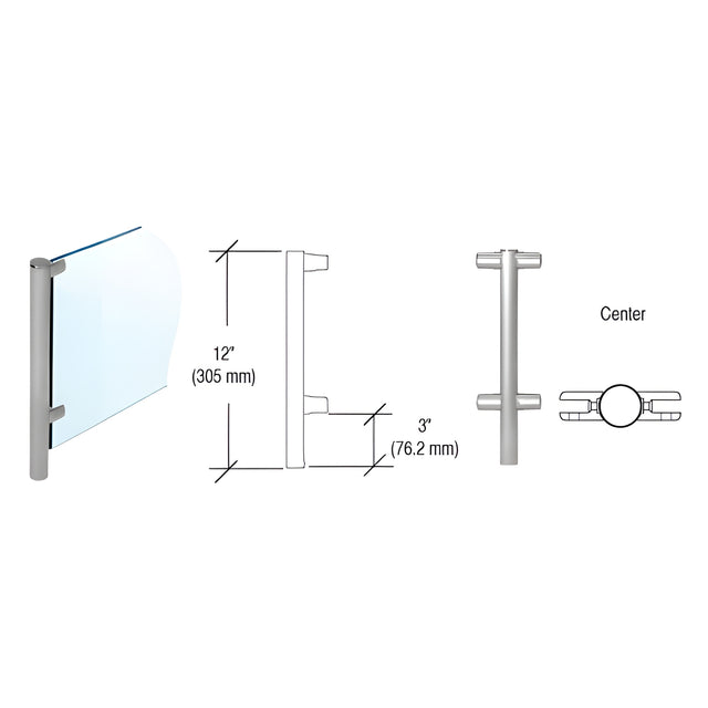 CRL Brushed Stainless 12" x 1" HB55 Slimline Series Round Partition Center Post