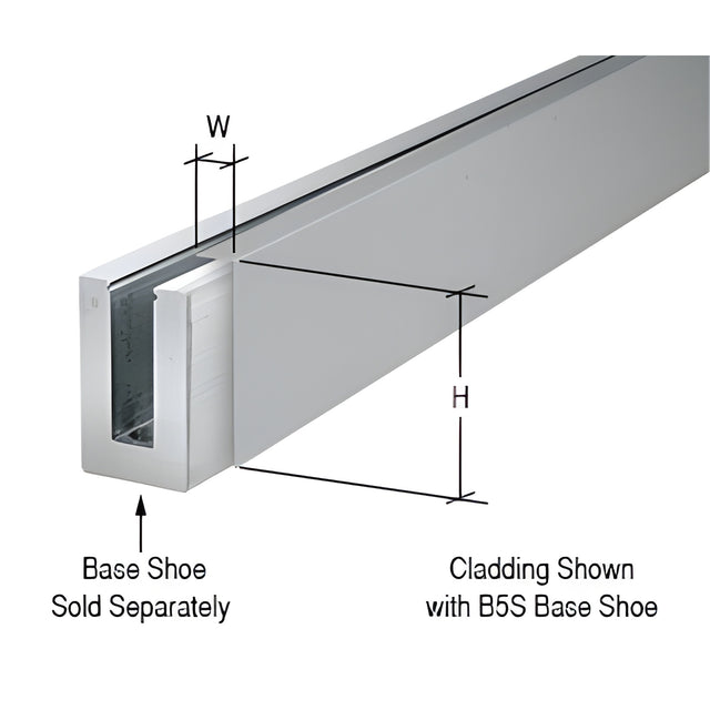 CRL Brushed Stainless 120" Cladding for B5S Series Standard Square Aluminum Base Shoe