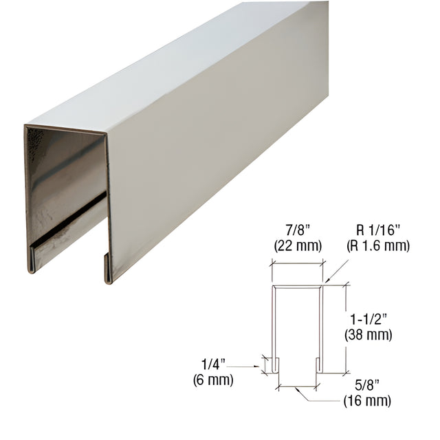 CRL Brushed Stainless 120" Crisp Corner Flat Top U-Channel Cap Railing