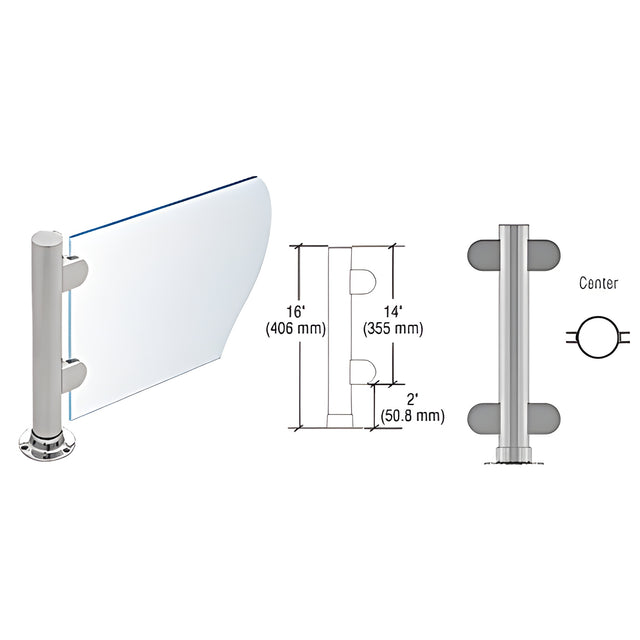 CRL Brushed Stainless 16" Round PP06 Elegant Series Counter/Partition Center Post With Air Space