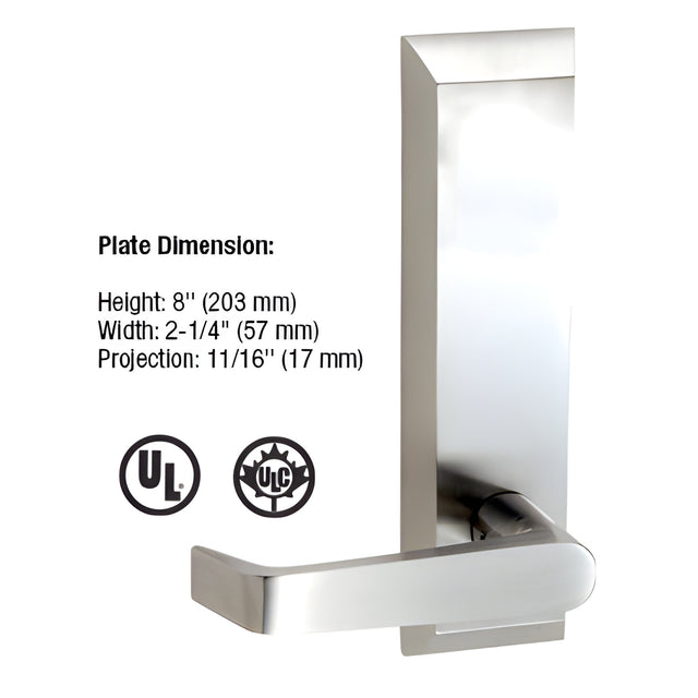 CRL Brushed Stainless 1600 Series Lever Trim for 1900 Rim Panic Devices