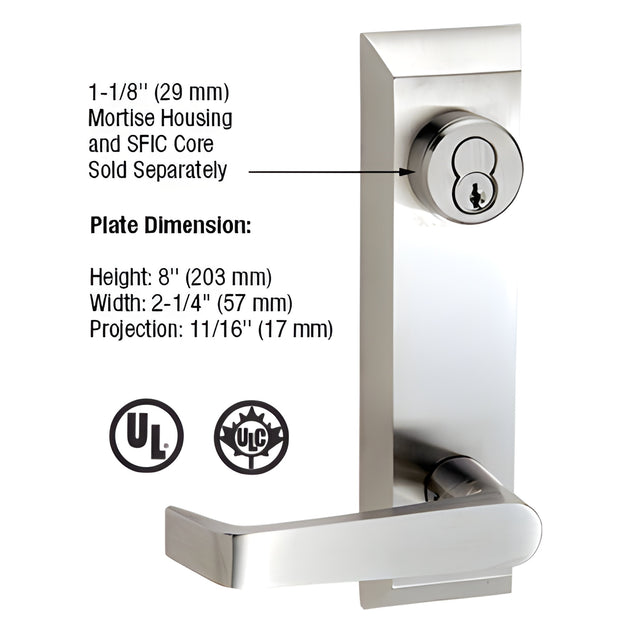 CRL Brushed Stainless 1600 Series Prepped Lever Trim for 1900 Rim Panic Devices