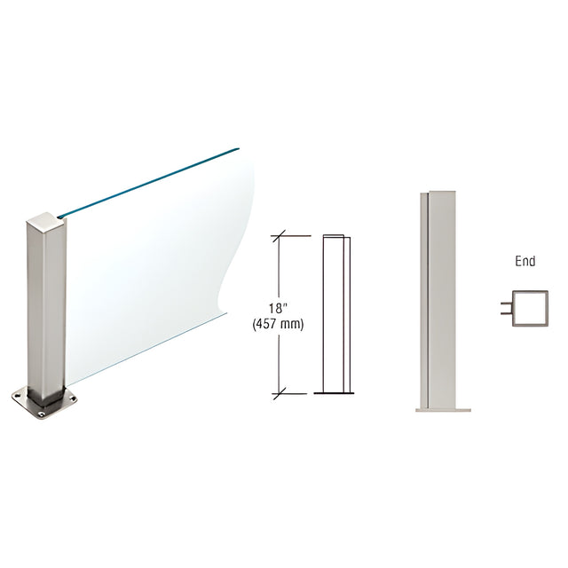 CRL Brushed Stainless 18" High 1-1/2" Square PP43 Plaza Series Counter/Partition End Post