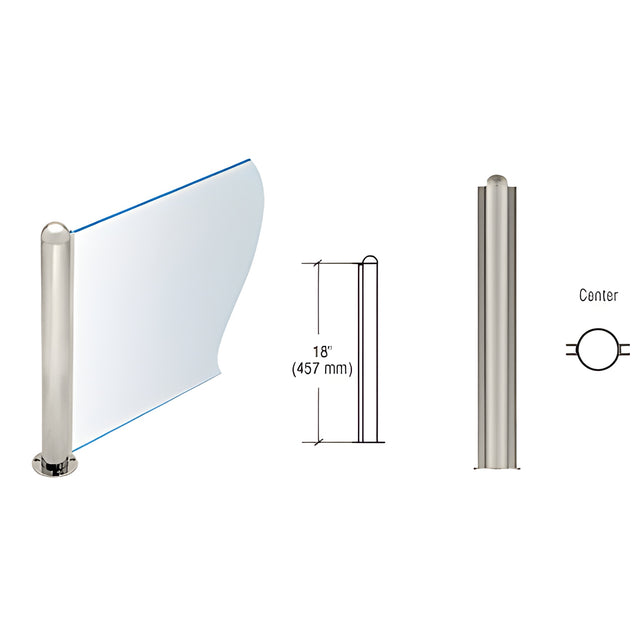 CRL Brushed Stainless 18" Round PP09 Elegant Series Counter/Partition Center Post