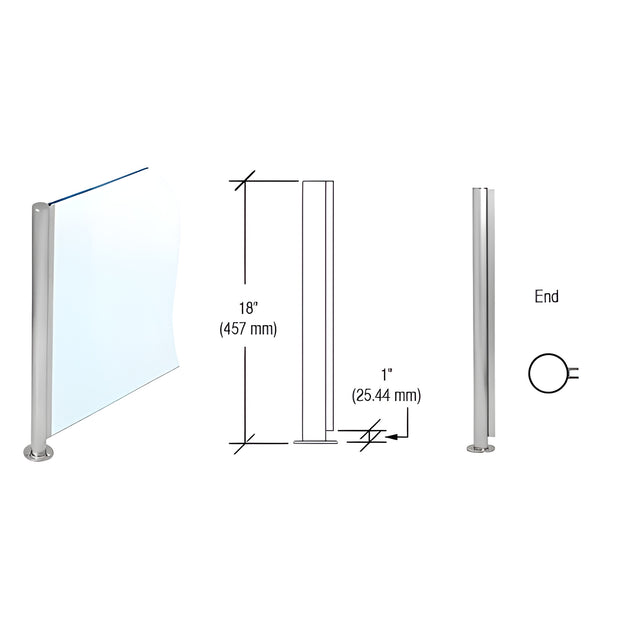 CRL Brushed Stainless 18" x 1" SBPP08 Slimline Series Round End Partition Post