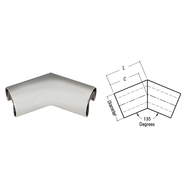 CRL Brushed Stainless 2-1/2" Diameter 135 Degree Horizontal Corner for 3/4" Glass Cap Railing