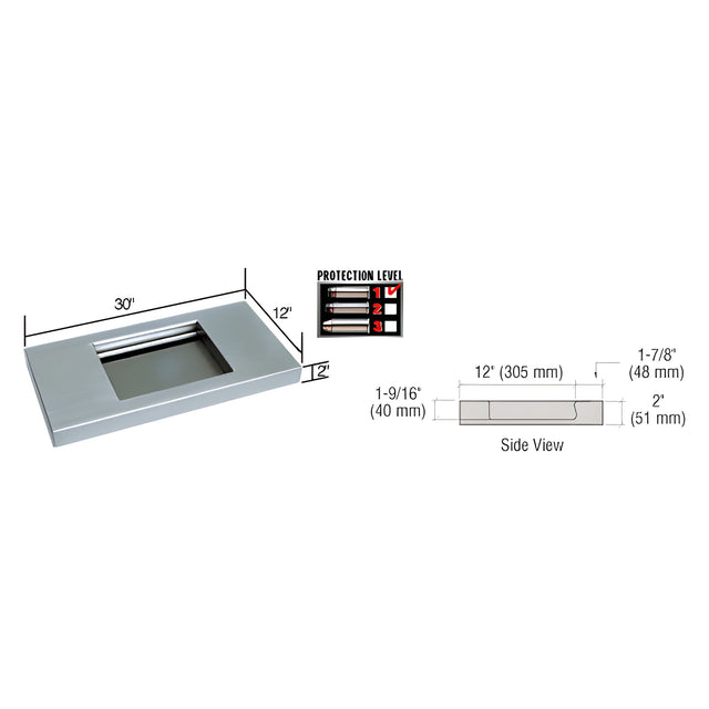 CRL Brushed Stainless 30" Wide x 12" Deep Level 1 Protection Stainless Steel Shelf with Deal Tray