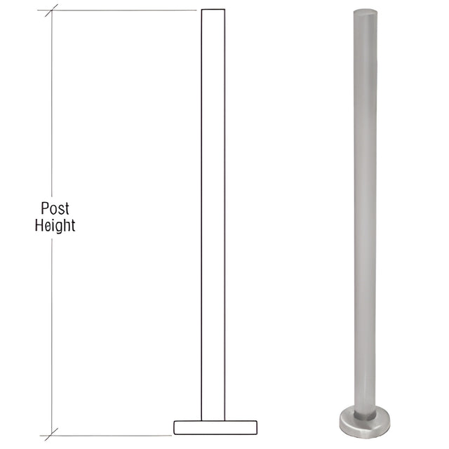 CRL Brushed Stainless 36" Steel Round Glass Clamp Blank Post Railing Kit