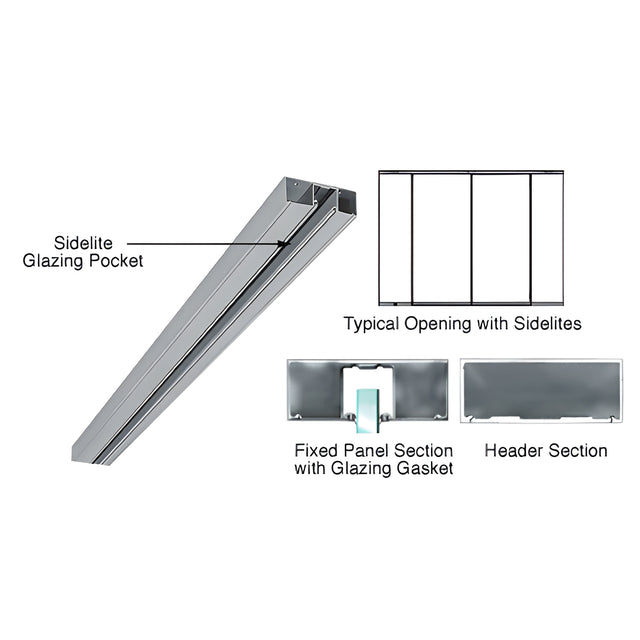 CRL Brushed Stainless 4-1/2" Header with Glazing Pocket Only Custom Length
