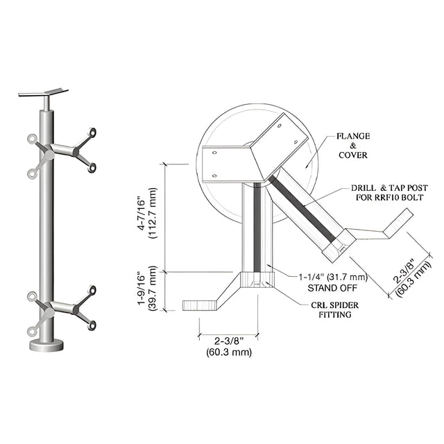 CRL Brushed Stainless 42" P6 Series Spider 135 Degree Angle Post Railing Kit