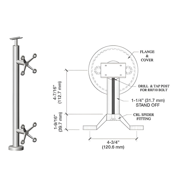 CRL Brushed Stainless 42" P6 Series Spider 180 Degree Center Post Railing Kit