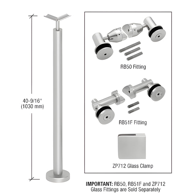 CRL Brushed Stainless 42" P7 Series Corner Post Railing Kit No Fittings