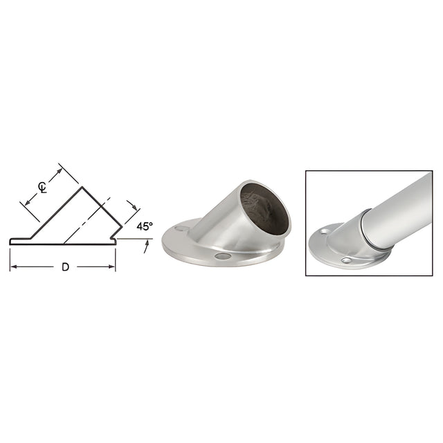 CRL Brushed Stainless 45 Degree Angle Flange for 1-1/2" Tubing