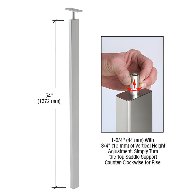 CRL Brushed Stainless 54" P9 Series 180 Degree Blank Post
