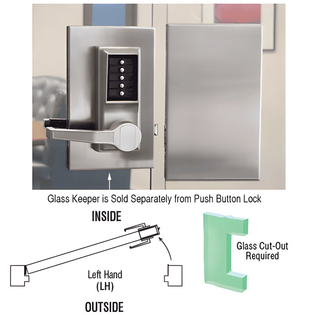 CRL Brushed Stainless 6" x 10" LH Center Push Button Lock with Housing