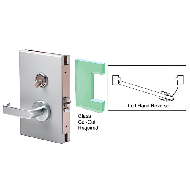 CRL Brushed Stainless 6" x 10" LHR Center Lock With Deadlatch in Class Room Function