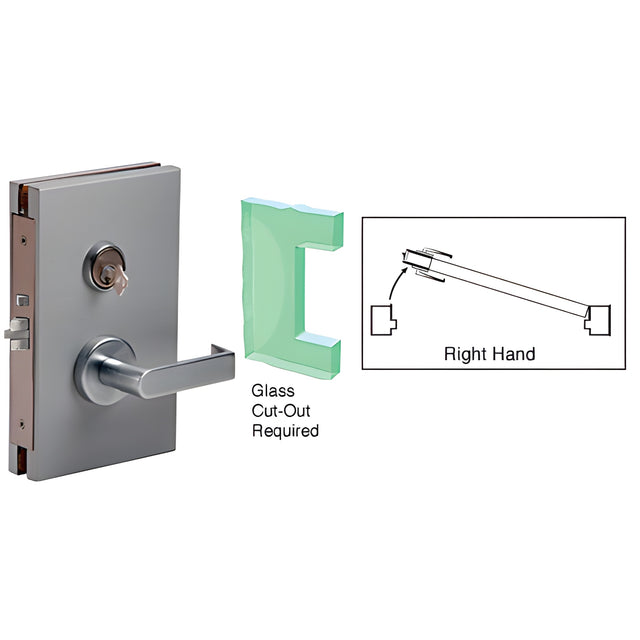 CRL Brushed Stainless 6" x 10" RH Center Lock With Deadlatch in Storeroom Function