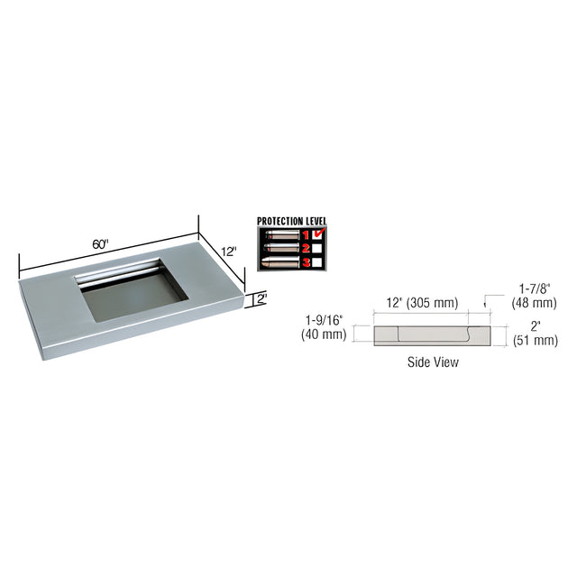 CRL Brushed Stainless 60" Wide x 12" Deep Level 1 Protection Stainless Steel Shelf with Deal Tray