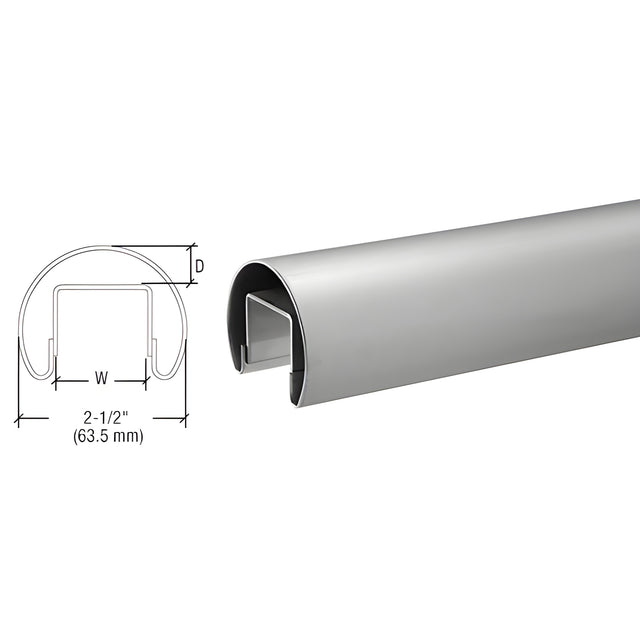 CRL Brushed Stainless 63.5 mm Premium Cap Rail for 21.52 mm or 25.52 mm Glass - 3 m Long