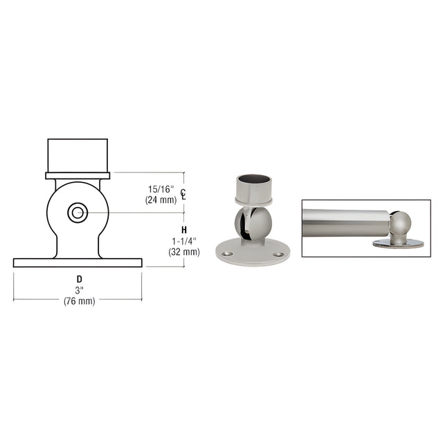 CRL Brushed Stainless Adjustable Flange for 1-1/2" Tubing