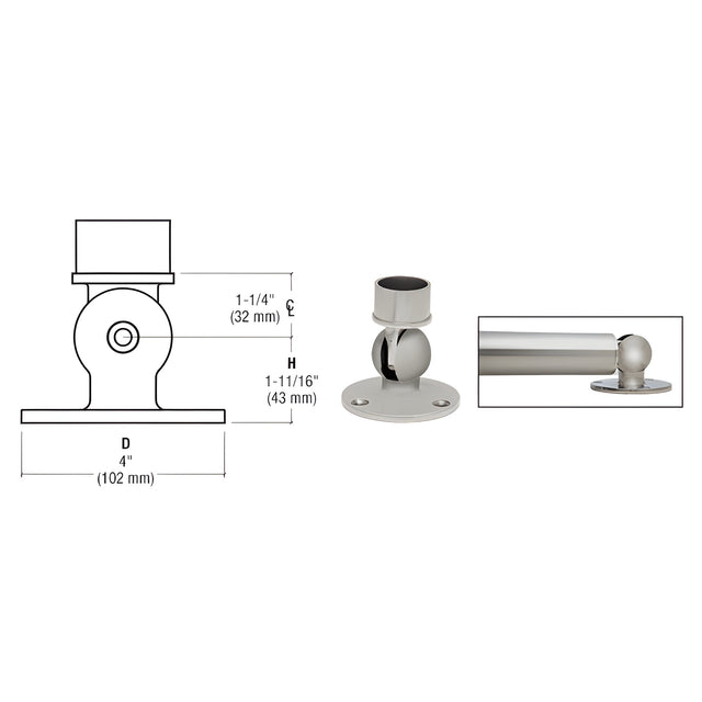 CRL Brushed Stainless Adjustable Flange for 2" Tubing