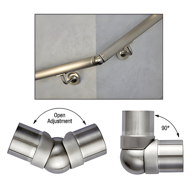 CRL Brushed Stainless Adjustable Flush Corner for 1-1/2" Tubing
