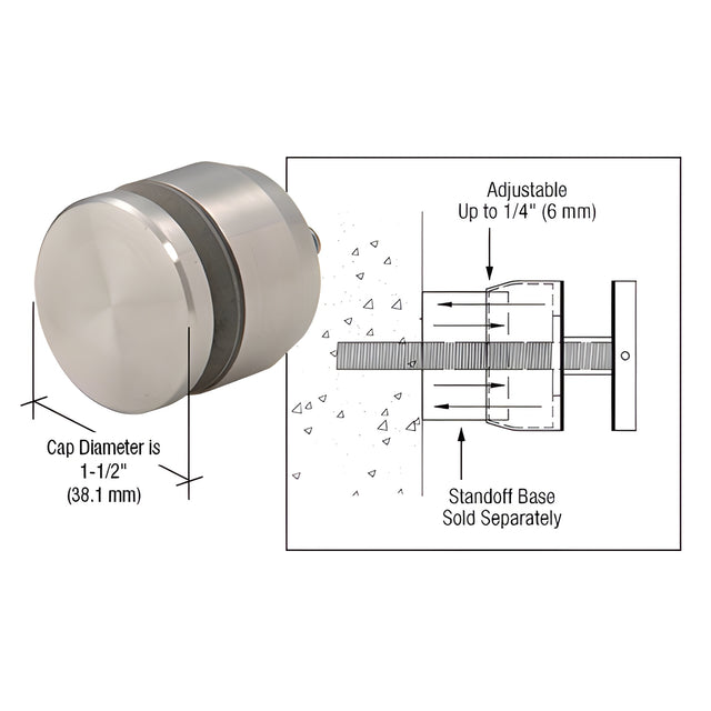 CRL Brushed Stainless Adjustable Height Standoff Cap for 1-1/4" Base