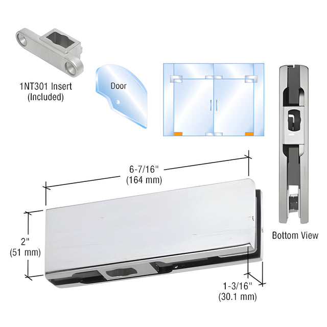 CRL Brushed Stainless Bottom Door Patch with 1NT301 Insert