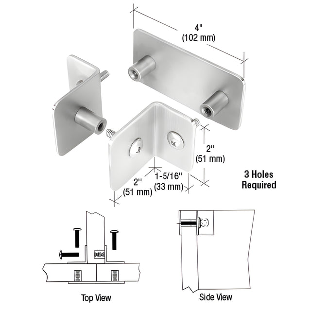 CRL Brushed Stainless Bullet Resistant Protective Barrier System Top or Mid-Mount T-Clamp