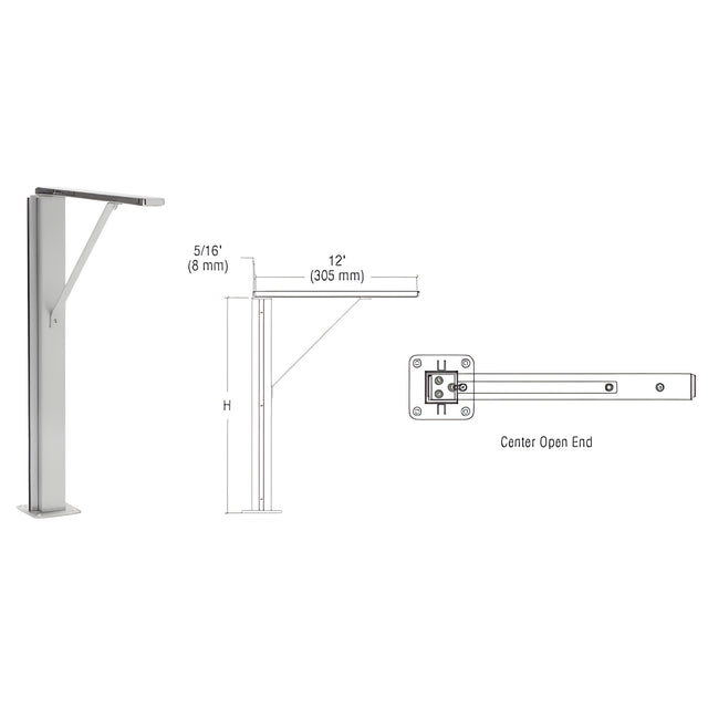 CRL Brushed Stainless Center 18" Plaza Series Sneeze Guard Post with Top Shelf