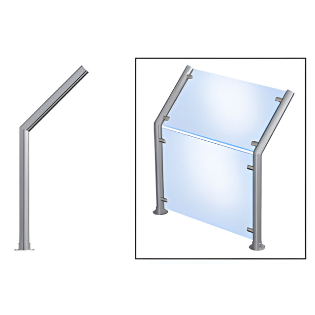 CRL Brushed Stainless Contemporary 201 Series 1-1/2" Tubing Glass On Slant and Front Only Sneeze Guard