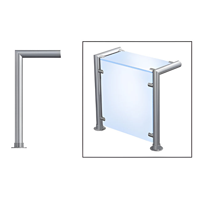 CRL Brushed Stainless Contemporary 205 Series 1-1/2" Tubing Glass On Top and Front Only Sneeze Guard