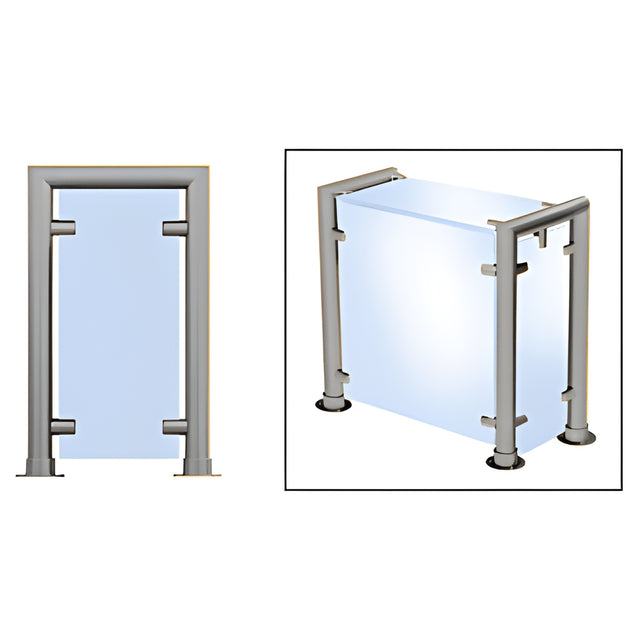 CRL Brushed Stainless Contemporary 210 Series 1-1/2" Tubing Glass On Top, Front, and One or Both Ends Sneeze Guard