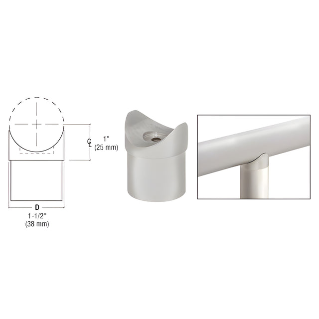 CRL Brushed Stainless Coped Perpendicular Collar for 1-1/2" Thin Wall Tubing