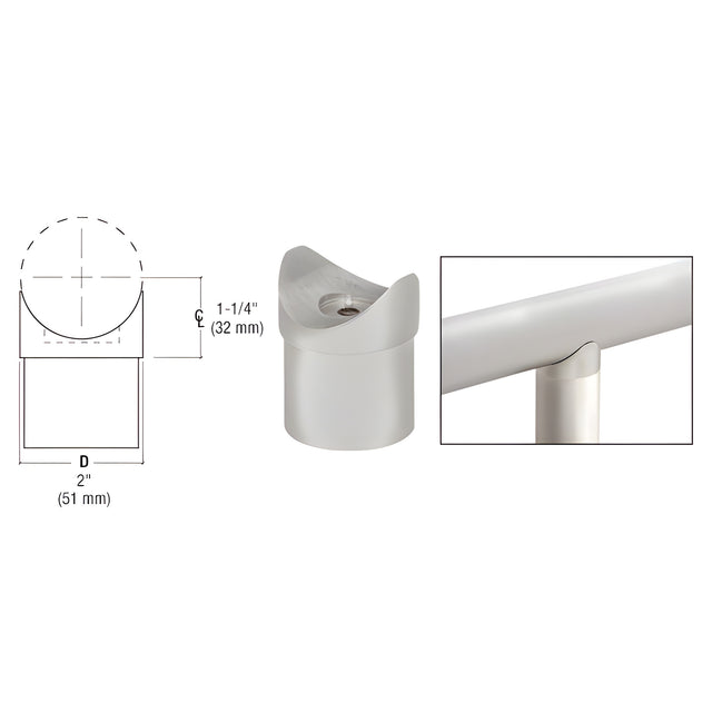 CRL Brushed Stainless Coped Perpendicular Collar for 2" Tubing