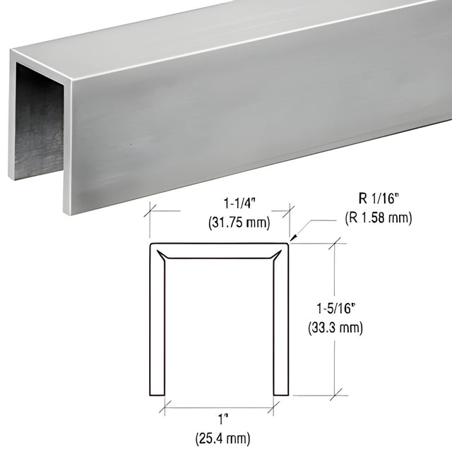 CRL Brushed Stainless Crisp Corner 11 Gauge Cap Railing for 3/4" Glass - 144"