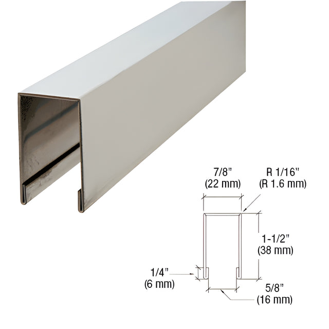 CRL Brushed Stainless Crisp Corner Flat Top U-Channel Cap Railing Custom Length