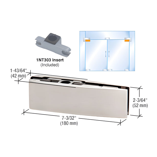 CRL Brushed Stainless Curved Top Door Patch Fitting with 1NT303 Insert