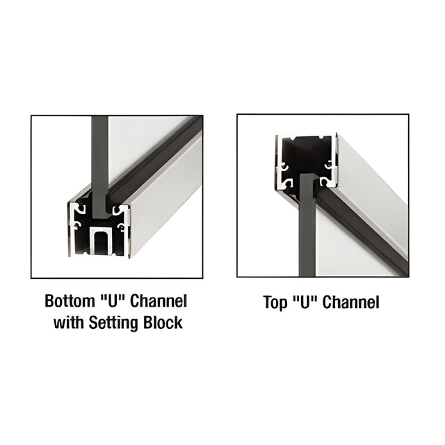 CRL Brushed Stainless Custom Length Steel U-Channel with Roll-In Top Load Gasket