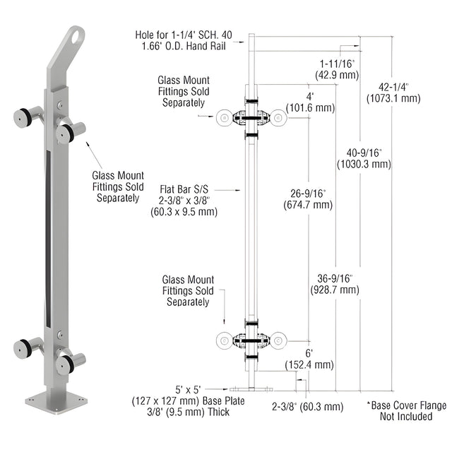 CRL Brushed Stainless Custom P2 Series 180 Degree Center Post Railing Kit