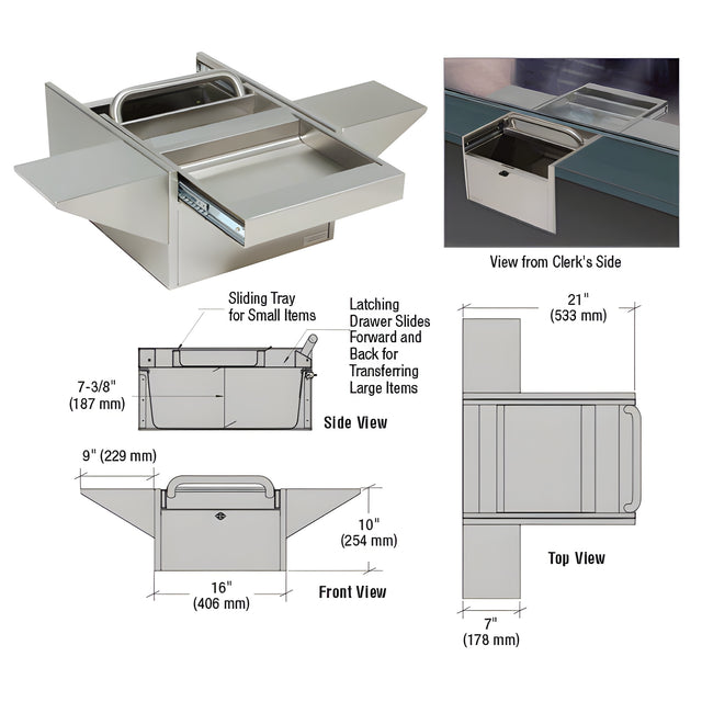 CRL Brushed Stainless Deep Transaction Drawer With Cash Tray